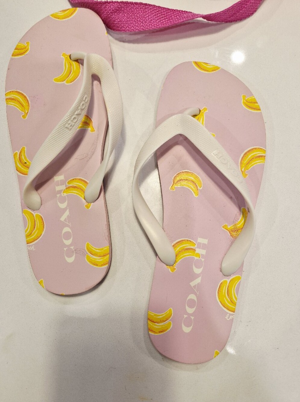 Coach Pink Banana-Print Flip Flop Sandals Size 9